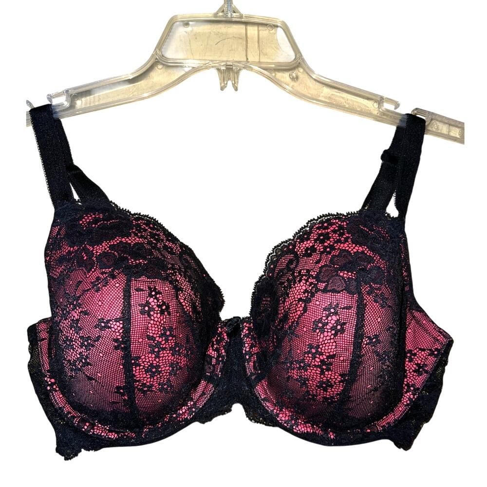 36DD Vintage Victoria's Secret Bra Sexy Lace Black Pink Underwire Y2K Whimsigoth